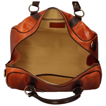 Cestovná kožená taška koňakovo/hnedá - Delami Vera Pelle Petrit