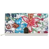 Dámska kožená peňaženka biela/kvetinová - Gregorio Cassandra