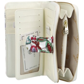 Dámska kožená peňaženka biela/kvetinová - Gregorio Stefania