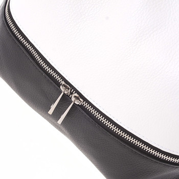 Dámska kožená kabelka cez rameno bielo čierna - Italo Miriam