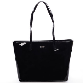 Moderná lakovaná kabelka cez rameno čierna - David Jones Nayeli