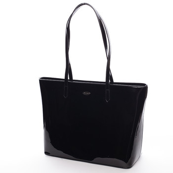 Moderná lakovaná kabelka cez rameno čierna - David Jones Nayeli