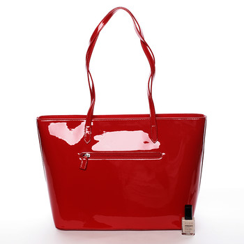 Moderná lakovaná kabelka cez rameno červená - David Jones Nayeli