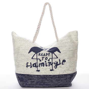Originálna plážová modro-béžová taška - Delami Flamingo