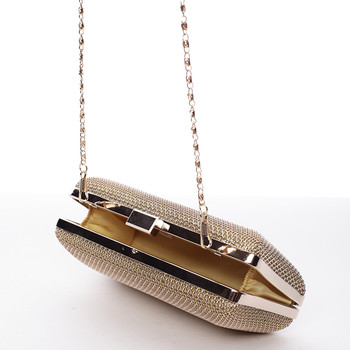 Originálna dámska kovová listová kabelka zlatá - Delami Q655