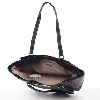 Moderná saffianová kabelka cez rameno čierna - David Jones Harlee