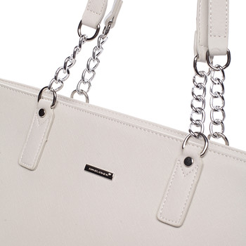 Elegantná saffianová krémovo šedá kabelka cez plece - David Jones Audrina