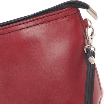 Dámska kožená crossbody kabelka červeno čierna - ItalY Garnet