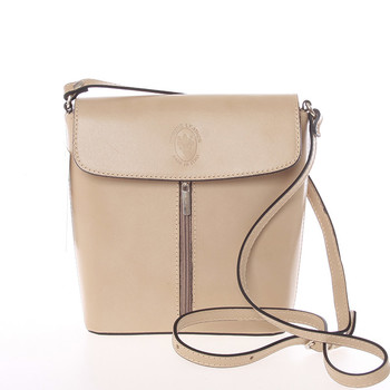 Dámska kožená crossbody kabelka svetlá taupe - ItalY Marketa