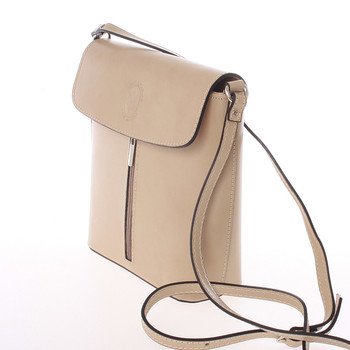 Dámska kožená crossbody kabelka svetlá taupe - ItalY Marketa