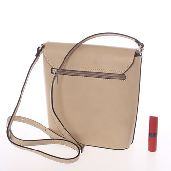 Dámska kožená crossbody kabelka svetlá taupe - ItalY Marketa