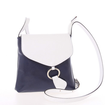 Dámska kožená crossbody kabelka modro-biela - ItalY Saffie