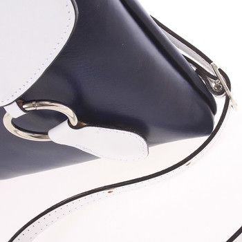 Dámska kožená crossbody kabelka modro-biela - ItalY Saffie