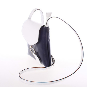 Dámska kožená crossbody kabelka modro-biela - ItalY Saffie