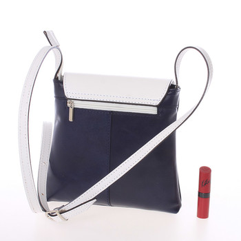 Dámska kožená crossbody kabelka modro-biela - ItalY Saffie