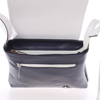Dámska kožená crossbody kabelka modro-biela - ItalY Saffie