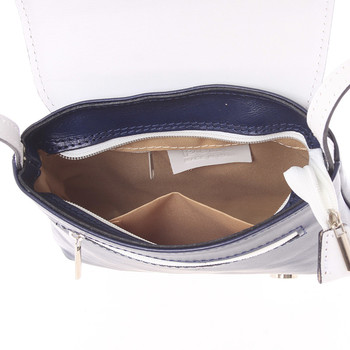 Dámska kožená crossbody kabelka modro-biela - ItalY Saffie