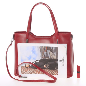 Väčšia kožená kabelka červená - ItalY Sandy