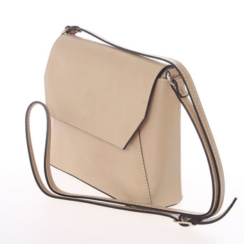 Dámska kožená crossbody kabelka svetlá taupe - ItalY Marleta