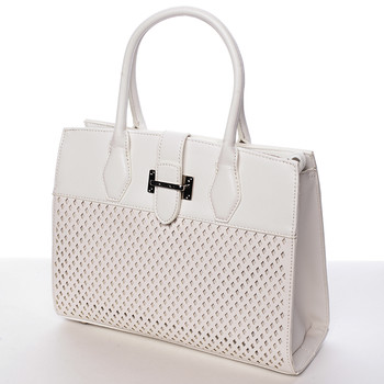 Luxusná a elegantná biela perforovaná kabelka - David Jones Narella