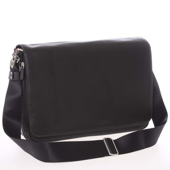 Veľká pánska kožená taška cez rameno čierna - Gerard HENON Mentor