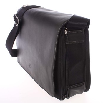 Veľká pánska kožená taška cez rameno čierna - Gerard HENON Mentor