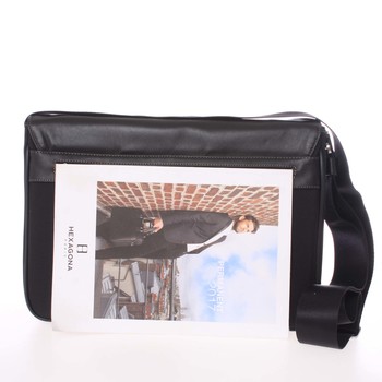 Veľká pánska kožená taška cez rameno čierna - Gerard HENON Mentor