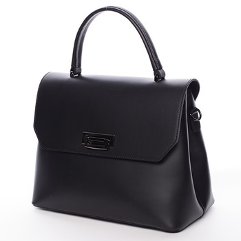 Originálna hladká čierna dámska kabelka do ruky - ItalY Neola