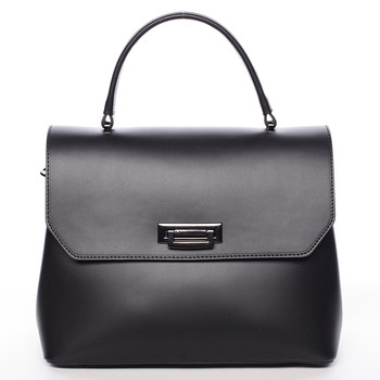 Originálna hladká čierna dámska kabelka do ruky - ItalY Neola