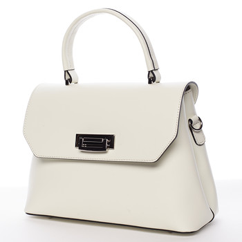 Originálna hladká krémová dámska kabelka do ruky - ItalY Neola