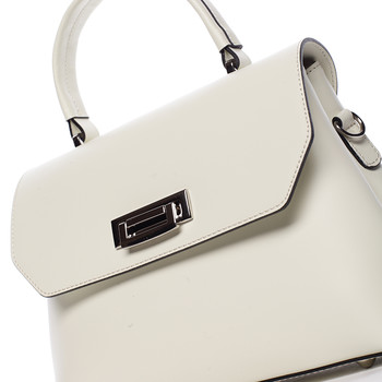 Originálna hladká krémová dámska kabelka do ruky - ItalY Neola