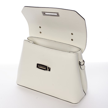 Originálna hladká krémová dámska kabelka do ruky - ItalY Neola