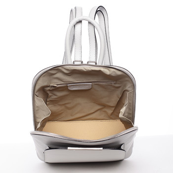 Hladký kožený elegantný dámsky svetlosivý batoh - ItalY Nike