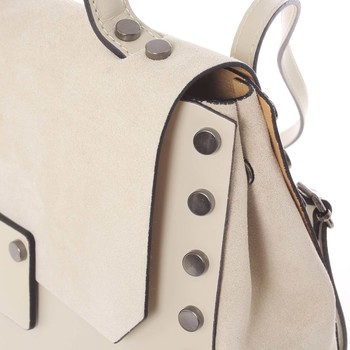 Unikátny svetlobéžový dámsky kožený batoh / kabelka - ItalY Nicoletta