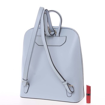 Hladký kožený elegantný dámsky svetlomodrý batoh - ItalY Nike
