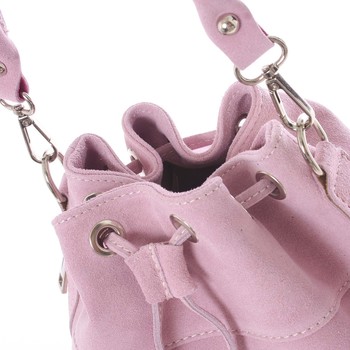 Svetloružová semišová dámska kabelka do ruky - ItalY Neried