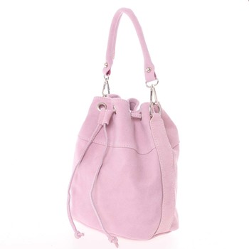 Svetloružová semišová dámska kabelka do ruky - ItalY Neried