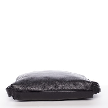 Módna čierna kožená kabelka cez plece - ItalY Nympha