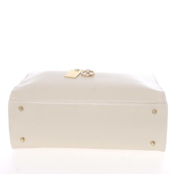 Veľká kožená kabelka cez rameno svetlo béžová - ItalY Nitsa