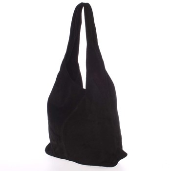 Veľká dámska kožená kabelka cez rameno čierna - ItalY Ocypete