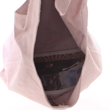 Veľká dámska kožená kabelka cez plece svetloružová - ItalY Ocypete