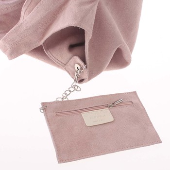 Veľká dámska kožená kabelka cez plece svetloružová - ItalY Ocypete