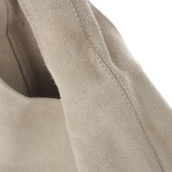 Veľká dámska kožená kabelka cez rameno svetlobéžová - ItalY Ocypete