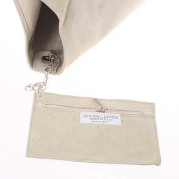 Veľká dámska kožená kabelka cez rameno svetlobéžová - ItalY Ocypete