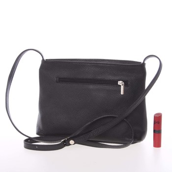 Dámska kožená elegantná crossbody kabelka čierna - Italo Niobe