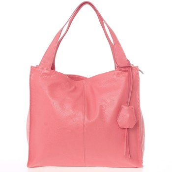 Elegantná ružová kožená kabelka cez plece - ItalY Nyse