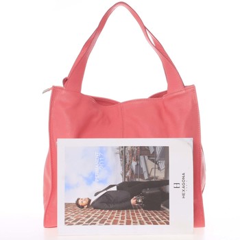 Elegantná ružová kožená kabelka cez plece - ItalY Nyse