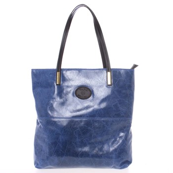 Veľká kožená kabelka cez rameno tmavomodrá - ItalY Obelia