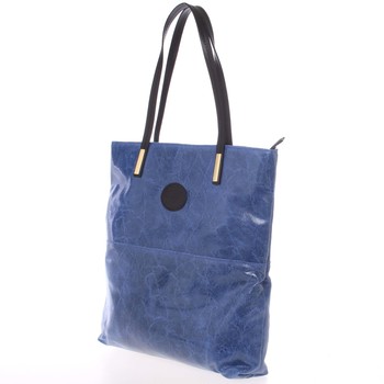 Veľká kožená kabelka cez rameno tmavomodrá - ItalY Obelia