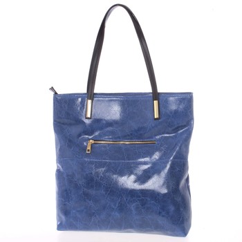 Veľká kožená kabelka cez rameno tmavomodrá - ItalY Obelia